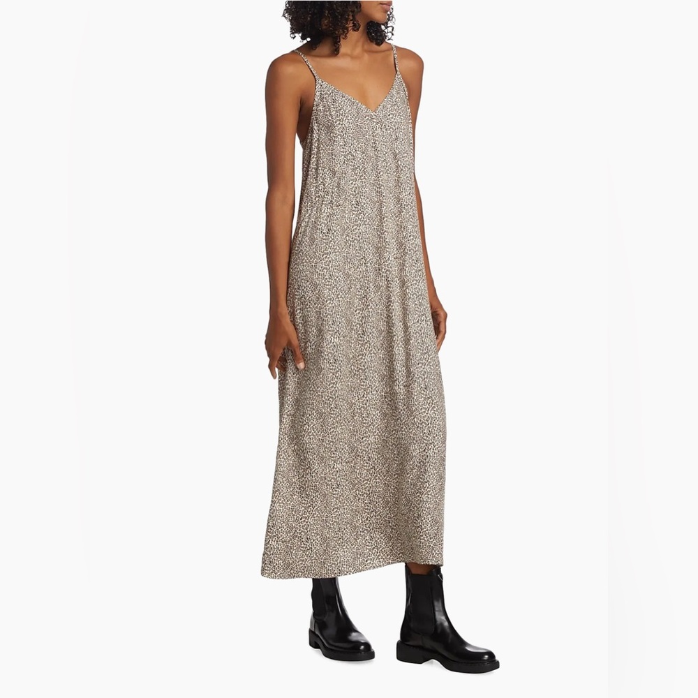 Jenni Kayne Beige and Black Printed Slip Maxi Dress